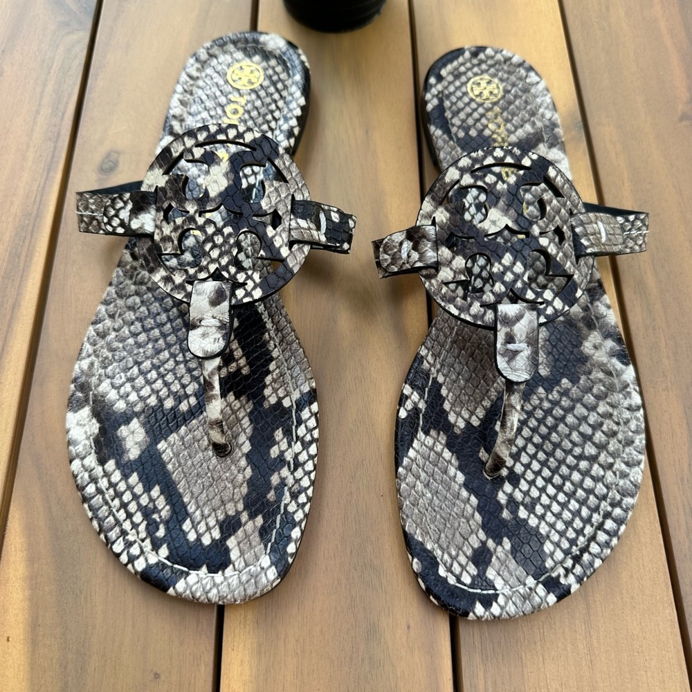 Tory Burch Miller sandals. Size 8. Python/snakeskin pattern